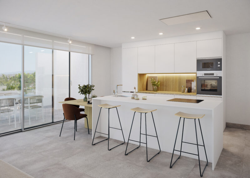 Porcelanosa_Sybaris_Cocina_BlancoNubol+EucalyptusBlond+BottegaAcero