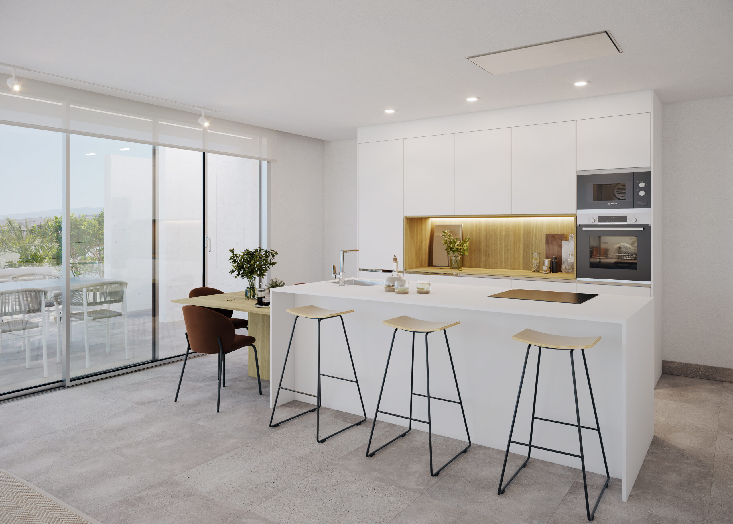 Porcelanosa_Sybaris_Cocina_BlancoNubol+EucalyptusBlond+BottegaAcero